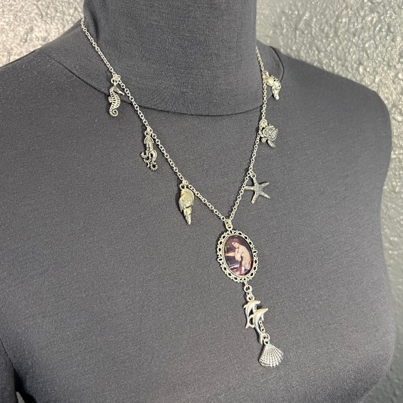Merrow Celtic Mermaid Mythology Handmade Y Necklace Silver Sea Charms Seashell - Picture 11 of 16